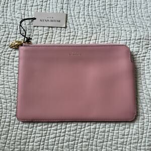 Alexis Bittar Large Zip Pouch Color Block Pink Teal Gold Plated Hand Charm NWT